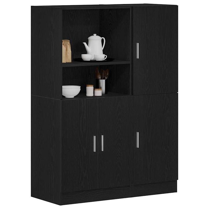 vidaXL 2-delige Keukenkastenset bewerkt hout zwart, Huis en Inrichting, Woonaccessoires | Wandplanken en Boekenplanken, Nieuw