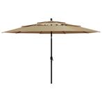 vidaXL Parasol 3-laags met aluminium paal 3,5 m taupe, Verzenden, Nieuw, 3 tot 4 meter