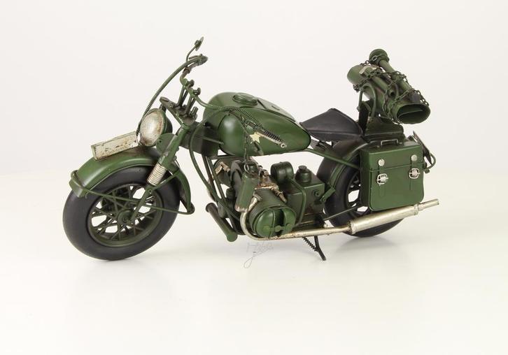 EEN TINNEN MODEL VAN EEN MILITAIRE MOTORFIETS (Interieur), Antiek en Kunst, Kunst | Beelden en Houtsnijwerken, Verzenden