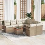 vidaXL Tuin Sofa Set 9 pcs Beige Poly riet, Tuin en Terras, Tuinsets en Loungesets, Verzenden, Nieuw, Rotan