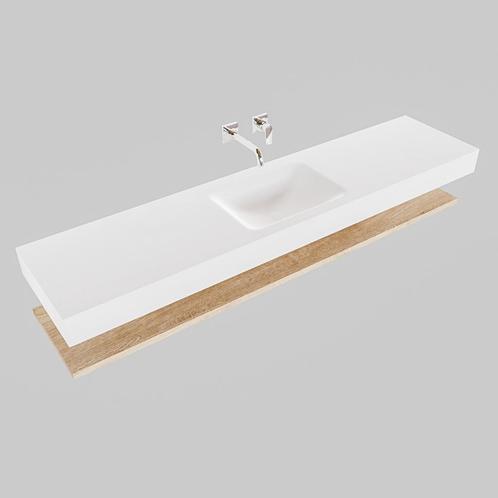Badkamermeubel AQS Ibiza 200 cm met Washed Oak Planchet, Huis en Inrichting, Badkamer | Badkamermeubels, Ophalen of Verzenden