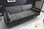 Moderne slaapbank COUTURE 196cm grijs microvelours 3-zits, Ophalen of Verzenden, Nieuw