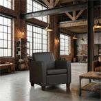 Leren fauteuil Joy - Hermes Caffe (donkerbruin) - Poten, Nieuw, Ophalen of Verzenden, Eigentijds, Klassiek, Modern, 50 tot 75 cm