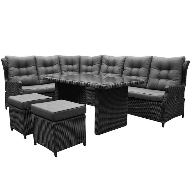 Ibiza premium hoek dining loungeset 7 delig antraciet, Tuin en Terras, Tuinsets en Loungesets, Nieuw, Wicker, Ophalen of Verzenden