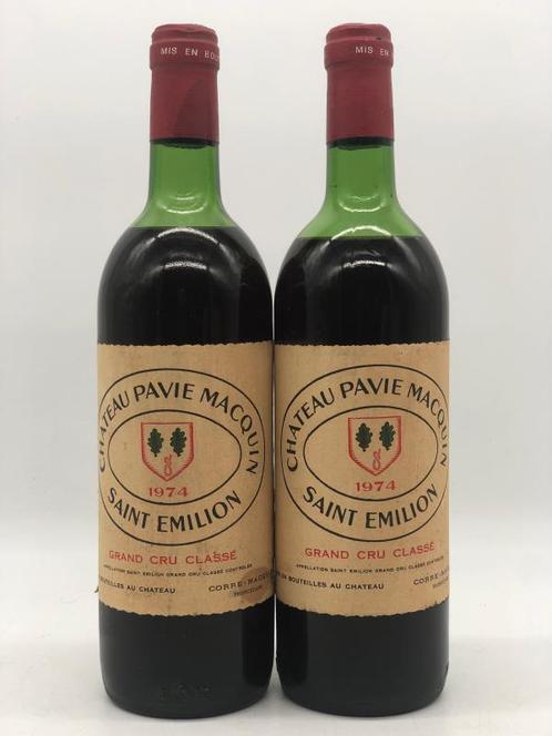 2 x 75cl Chateau Pavie Macquin, St.Emilion GC 1974 (rood), Verzamelen, Wijnen, Frankrijk, Rode wijn, Nieuw, Ophalen of Verzenden