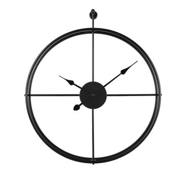 IvoQ Grote Industriële Wandklok – 60 CM – Zwart Metaal – Ind beschikbaar voor biedingen