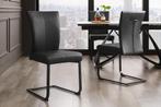 Moderne sledestoel SAMSON zwart echt lederen metalen frame, Huis en Inrichting, Stoelen, Ophalen of Verzenden, Nieuw