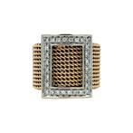 Bicolour vintage gouden ring met diamant 18 kt, Ophalen of Verzenden, Nieuw