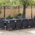 vidaXL Tuin Eetset met kussen 13 pcs Antraciet Polyrattan, Tuin en Terras, Tuinsets en Loungesets, Verzenden, Nieuw, Textileen