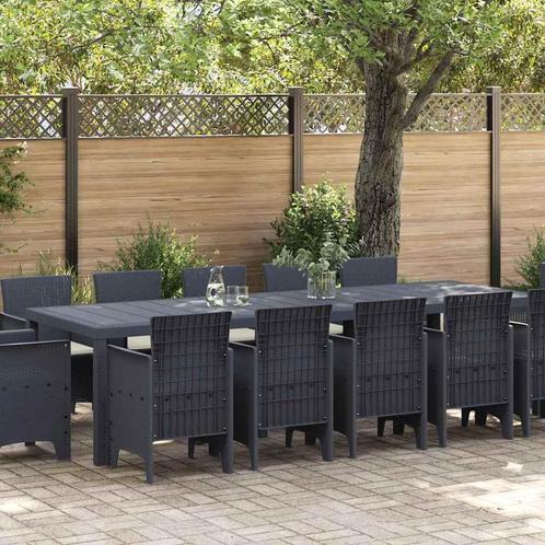vidaXL Tuin Eetset met kussen 13 pcs Antraciet Polyrattan, Tuin en Terras, Tuinsets en Loungesets, Nieuw, Textileen, Verzenden