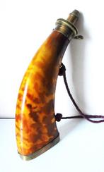 Flacon - Faux tortoise (stained horn) , koper - Kruithoorn, Antiek en Kunst