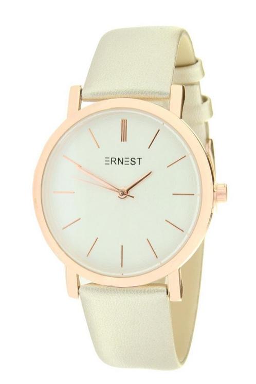 Ernest horloge - Licht goudkleurig - Gratis verzending, Sieraden, Tassen en Uiterlijk, Horloges | Dames, Kunststof, Nieuw, Staal