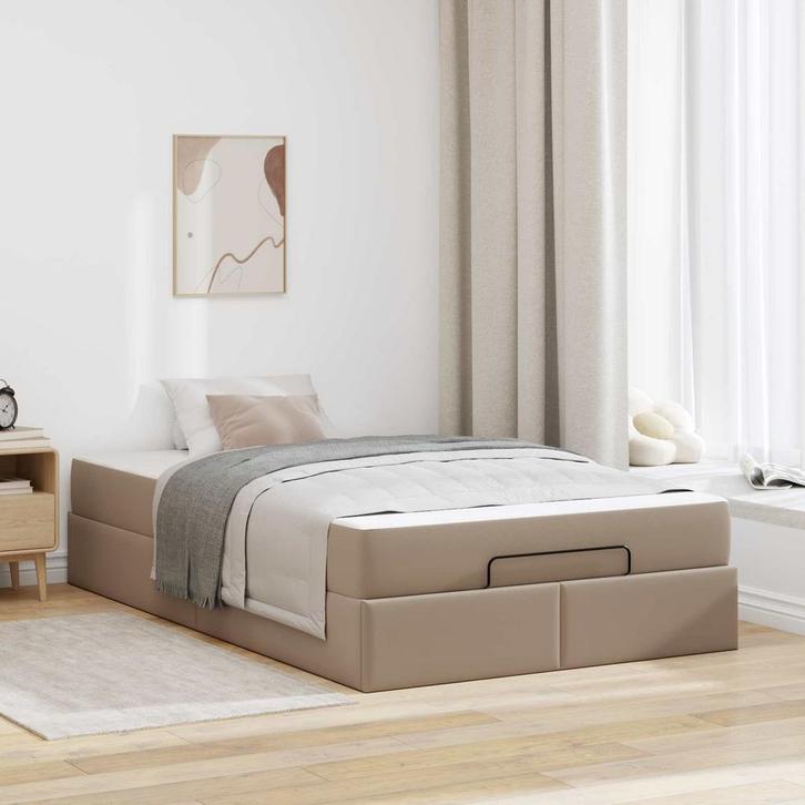vidaXL Bedframe met matras met matras 2 pcs Tan PVC, Huis en Inrichting, Slaapkamer | Bedden, Nieuw, Verzenden