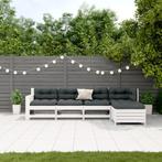 vidaXL 5-delige Loungeset met kussens massief grenenhout wit, Tuin en Terras, Verzenden, Nieuw, Loungeset