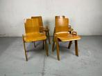 Stoel - Hout, Textiel - Set van vier stapelbare stoelen van
