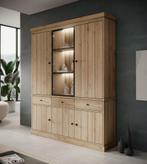 Meubella | Buffetkast eiken 182cm - Vitrinekast met LED, Huis en Inrichting, Kasten | Buffetkasten, 150 tot 200 cm, Nieuw, Modern