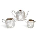 Victorian Silver Plated 3-Piece Tea Set, Rococo Revival &