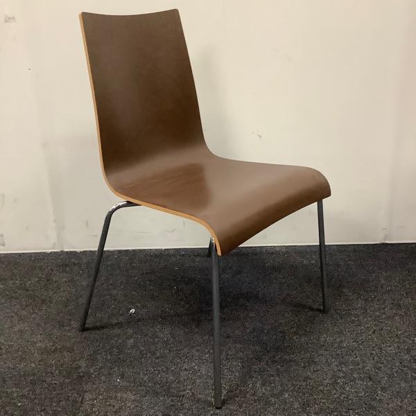 kantinestoel, stapelstoel, bruin - chroom, Huis en Inrichting, Stoelen, Eén, Gebruikt, Ophalen of Verzenden