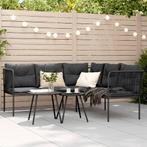 vidaXL Tuinbank met kussens L-vormig staal en textileen, Tuin en Terras, Verzenden, Nieuw, Rvs