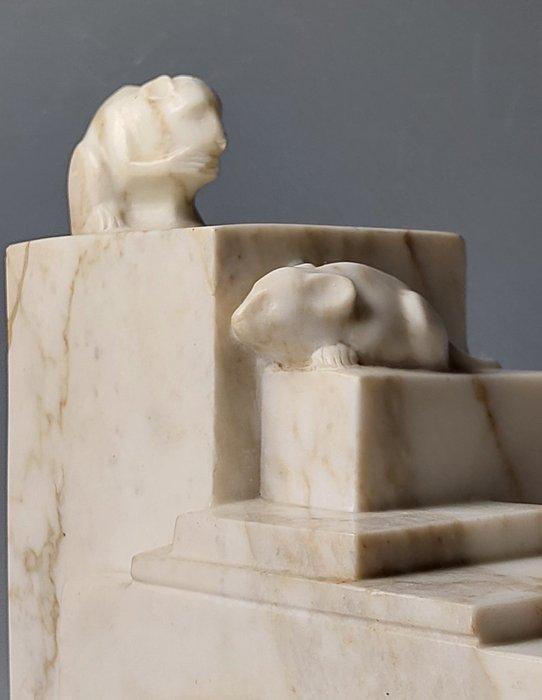 Klok - Art Deco - Carrara marmer - 1920-1930 - Art Deco, Antiek en Kunst, Kunst | Designobjecten