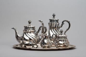 4-delig zilveren koffie- en theeservies ca. 1900 beschikbaar voor biedingen