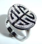 Ring - 14 karaat Witgoud Diamant (Natuurlijk) - Onyx -, Nieuw