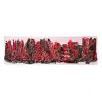 Skyline van stad - roze en rood - abstract - 120 x 40 cm, Antiek en Kunst, Ophalen of Verzenden