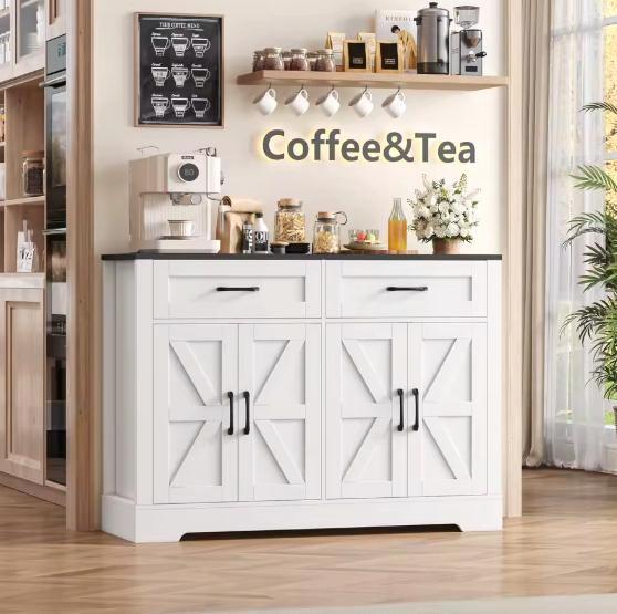 Keukenbuffet met Werkblad – 2 Lades & 4 Deuren, Wit/Hout, Huis en Inrichting, Keuken | Keukenelementen, Nieuw, Verzenden