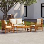 vidaXL 4-delige Loungeset met kussens massief acaciahout, Verzenden, Nieuw, Hardhout, Loungeset