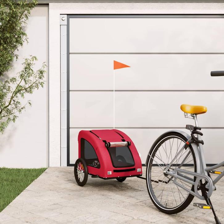 vidaXL Hondenfietstrailer oxford stof en ijzer rood, Dieren en Toebehoren, Overige Dieren-accessoires, Nieuw, Verzenden