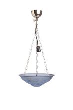 Blauwe Glazen Schaal, Blauwe Hanglamp, Jaren 30 Lamp, Sale, Huis en Inrichting, Lampen | Hanglampen, Gebruikt, Ophalen of Verzenden
