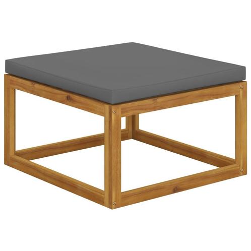 vidaXL Voetensteun met donkergrijs kussen massief acaciahout, Tuin en Terras, Tuinsets en Loungesets, Nieuw, Hardhout, Verzenden