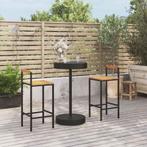 vidaXL 3-delige Tuinbarset poly rattan en massief acaciahout, Tuin en Terras, Verzenden, Nieuw, Rotan, 2 zitplaatsen