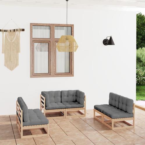 vidaXL 6-delige Loungeset met kussens massief grenenhout, Tuin en Terras, Tuinsets en Loungesets, Loungeset, Nieuw, Verzenden