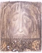 Oorlogsgewonden met treurende Jezus op spotprent (Lithos), Antiek en Kunst, Verzenden