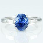 Ring Platina -  4.29ct. tw. Saffier - Diamant - Sri Lanka