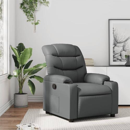 Fauteuil met Bekerhouders! Grijs Leerlook Retourdeal -42%, Huis en Inrichting, Fauteuils, 75 tot 100 cm, 75 tot 100 cm, Nieuw