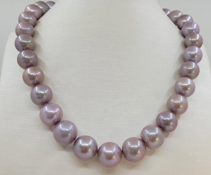 Halsketting Zilver, Grote 13x15mm paarse Edison parels, Sieraden, Tassen en Uiterlijk, Kettingen