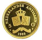 Gouden 5 Gulden 1980 Nederlandse Antillen (7.5% boven spot), Verzenden, Goud, Losse munt, 5 gulden