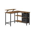 Bureau - Rustiek Bruin - Gaming - Verstelbare opbergschap, Huis en Inrichting, Bureaus, Ophalen of Verzenden, Nieuw