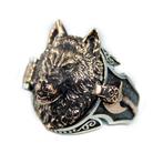 Zonder Minimumprijs - Handcrafted Vintage Wolf Silver Ring -