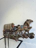 Plaque - Paarden en Koets: Wandplaquette in Victoriaanse, Antiek en Kunst, Curiosa en Brocante