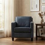 Leren fauteuil Smart - Kenia Denim (blauw) - Poten hout, Nieuw, Ophalen of Verzenden, Bohemian, Eigentijds, Modern, Retro, 50 tot 75 cm