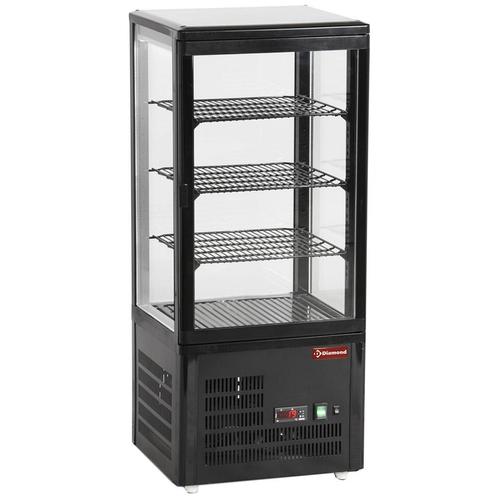 Diamond Koelvitrine | 80l | Zwart | +4°c/+12°c | 4 Schappen, Witgoed en Apparatuur, Koelkasten en IJskasten, Ophalen of Verzenden