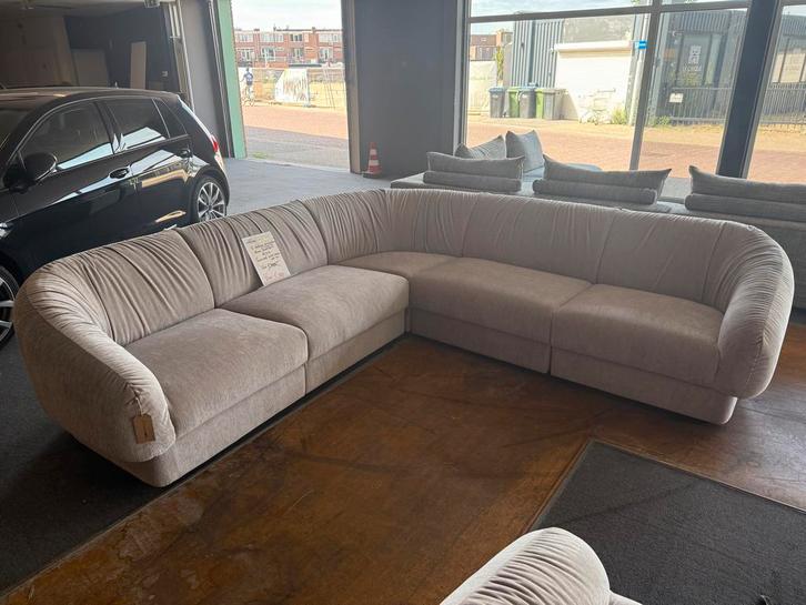 Eclair 5 delige elementen hoekbank luxe stof creme beige, Huis en Inrichting, Banken | Bankstellen, 300 cm of meer, 150 cm of meer