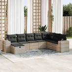 vidaXL 8-delige Loungeset met kussens poly rattan lichtgrijs, Nieuw, 8 zitplaatsen, Loungeset, Verzenden