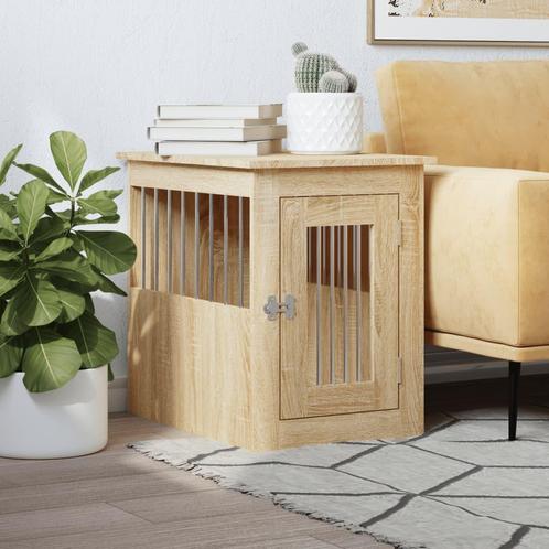 vidaXL Hondenbench 45x62x59 cm bewerkt hout sonoma, Dieren en Toebehoren, Hondenhokken, Nieuw, Verzenden