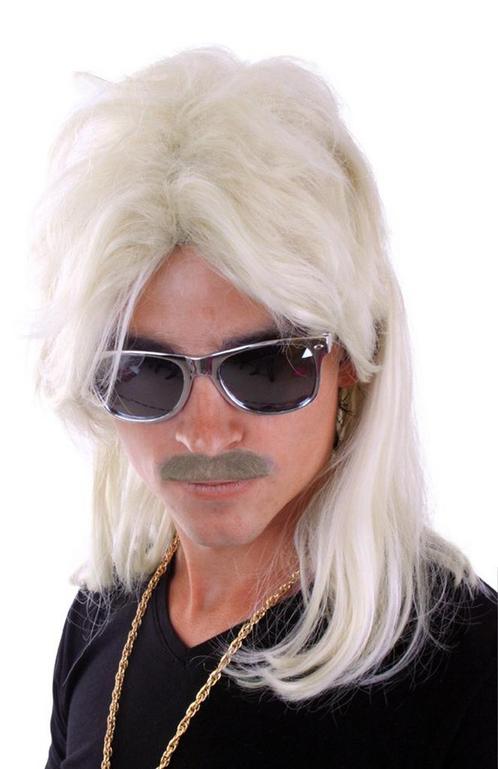 Mullet Pruik Licht Blond Matje New Kids 80s Rocker Redneck, Kleding | Heren, Carnavalskleding en Feestkleding, Nieuw, Overige maten