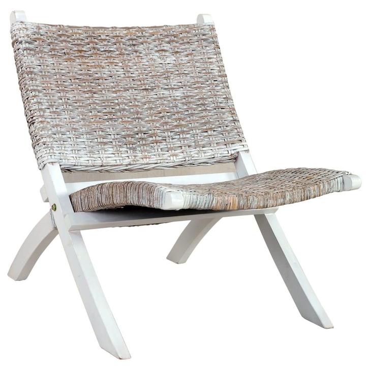 vidaXL Relaxstoel natuurlijk kubu rattan en massief, Huis en Inrichting, Fauteuils, Nieuw, Verzenden