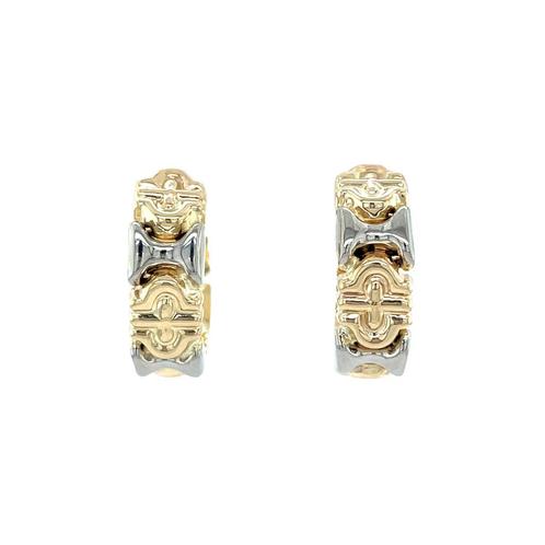 Bicolour vintage gouden fantasie oorbellen 14 krt, Sieraden, Tassen en Uiterlijk, Oorbellen, Nieuw, Ophalen of Verzenden